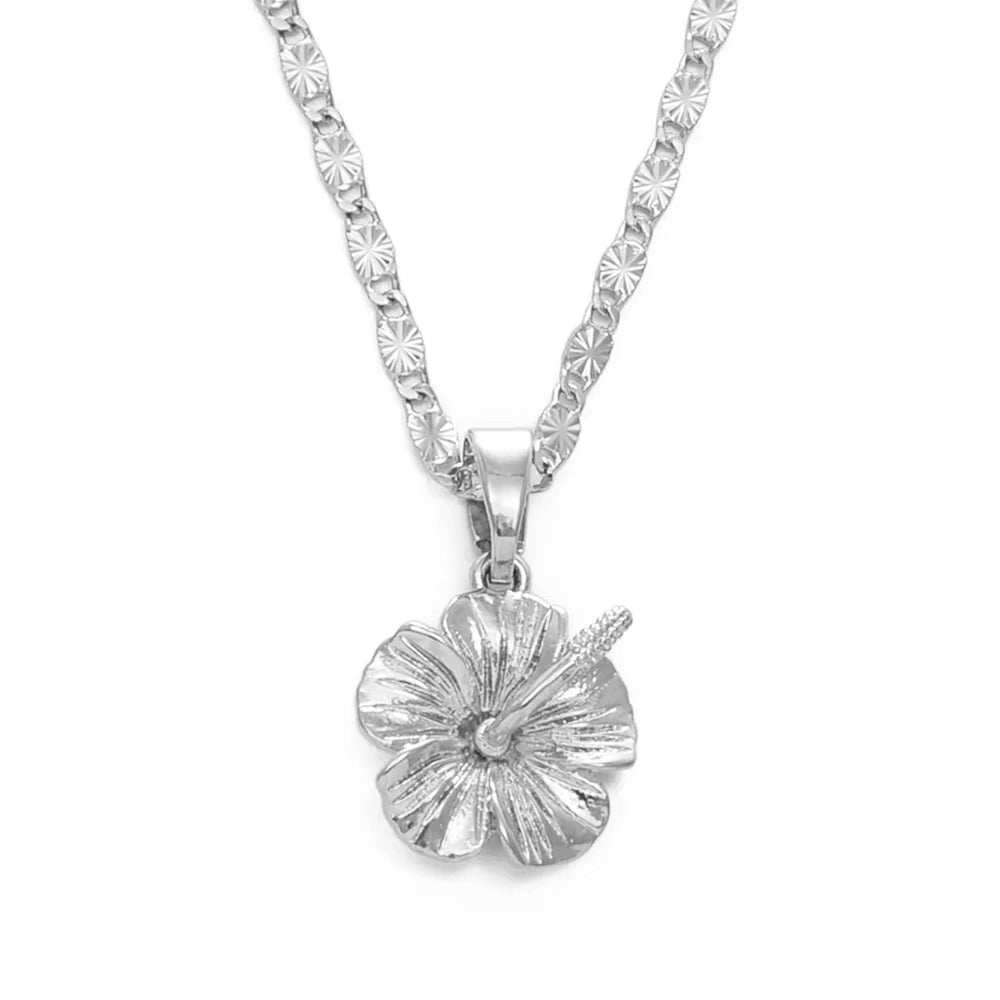 Hibiscus flower pendant necklace with tropical design and vibrant colors