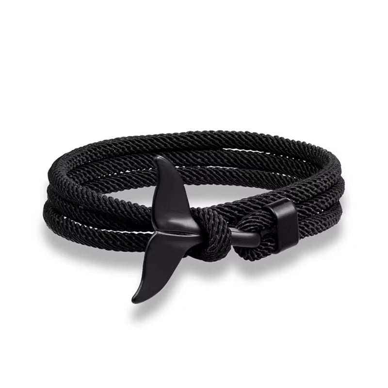 Multilayered rope Whale Tail & Anchor Bracelet for women with adjustable clasp and nautical charms