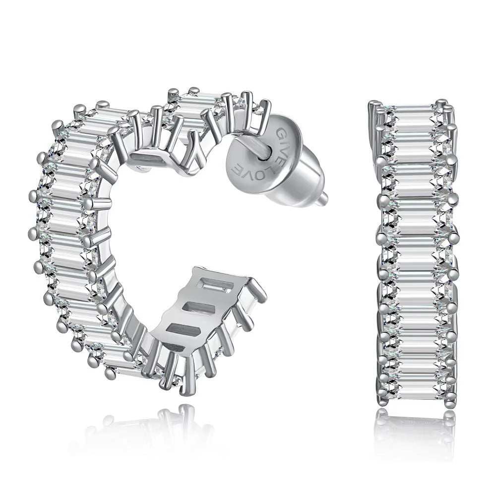 SapphireSoul™ Emerald-Cut Heart Earrings – Love That Sparkles in Every Shade