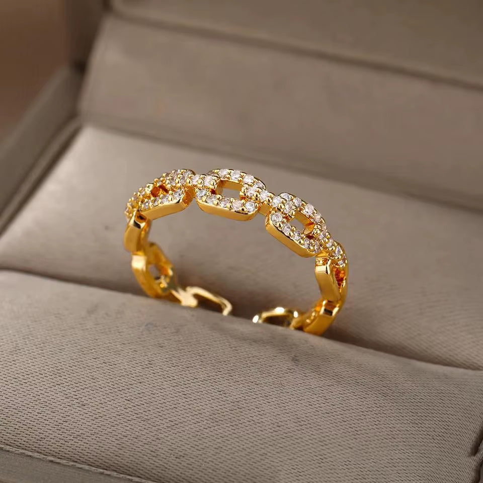 EverTwist™ Geometric Zircon Open Ring – Timeless Sparkle, Modern Love