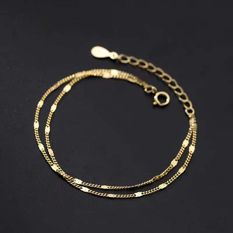 Minimalist double layer stainless steel bracelet for women with sleek chain design