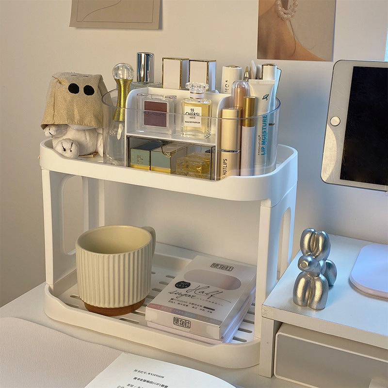Desktop Makeup Organizer Cosmetic Storage Rack Dresser Double-Layer Cosmetic Storage Box