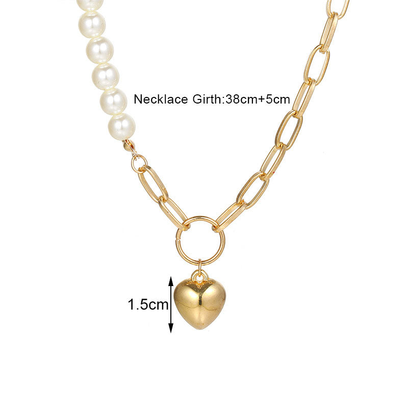 Necklace heart-shaped pearl collarbone necklace women&