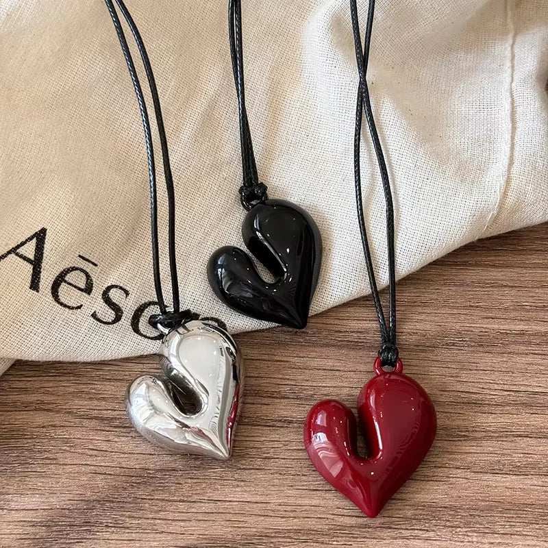 Crimson Love Vintage Heart Necklace – Romance with a Retro Soul