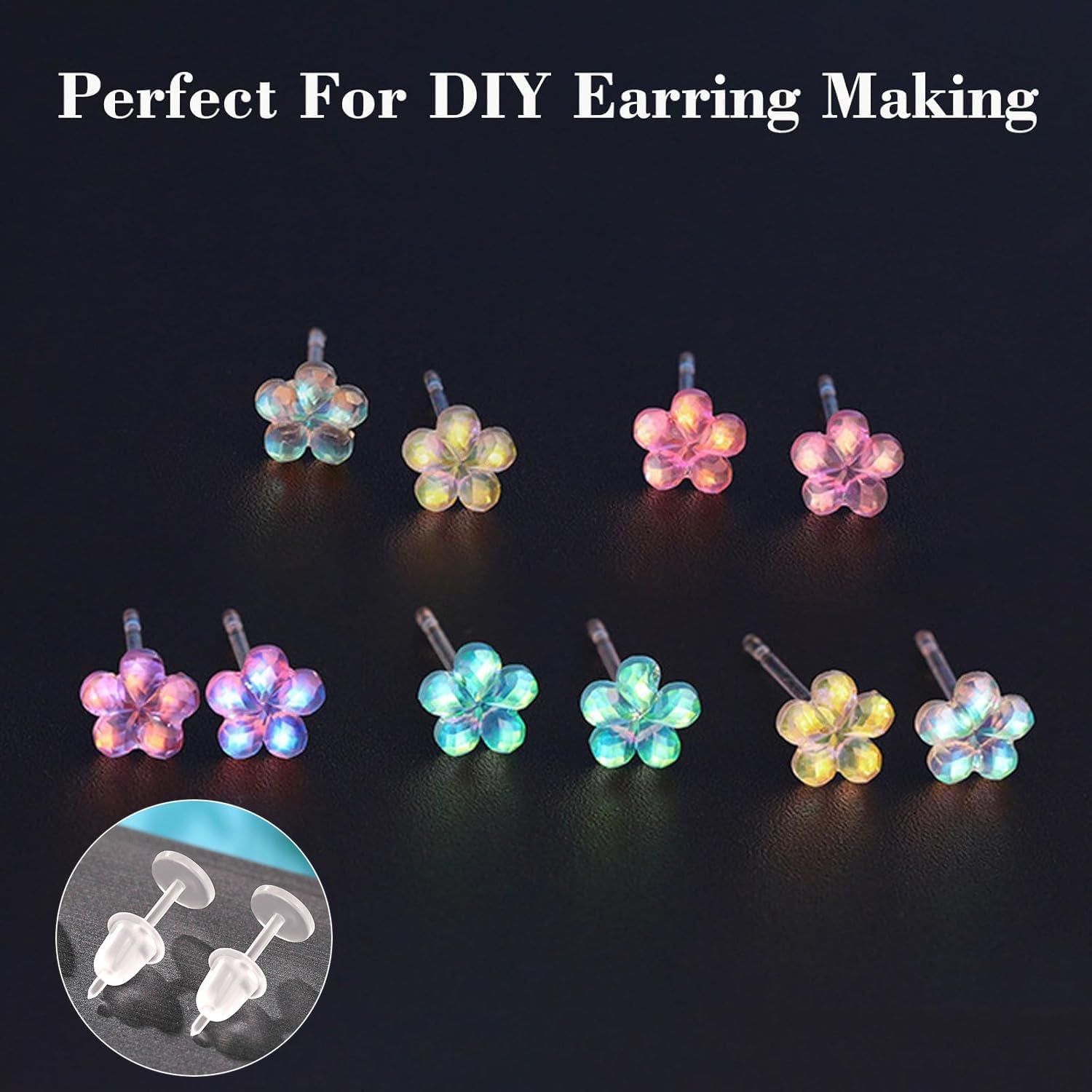 5Mm Clear Plastic Earrings, 100 Pieces, Clear Silicone Rubber Earring Backs, Sports, DIY