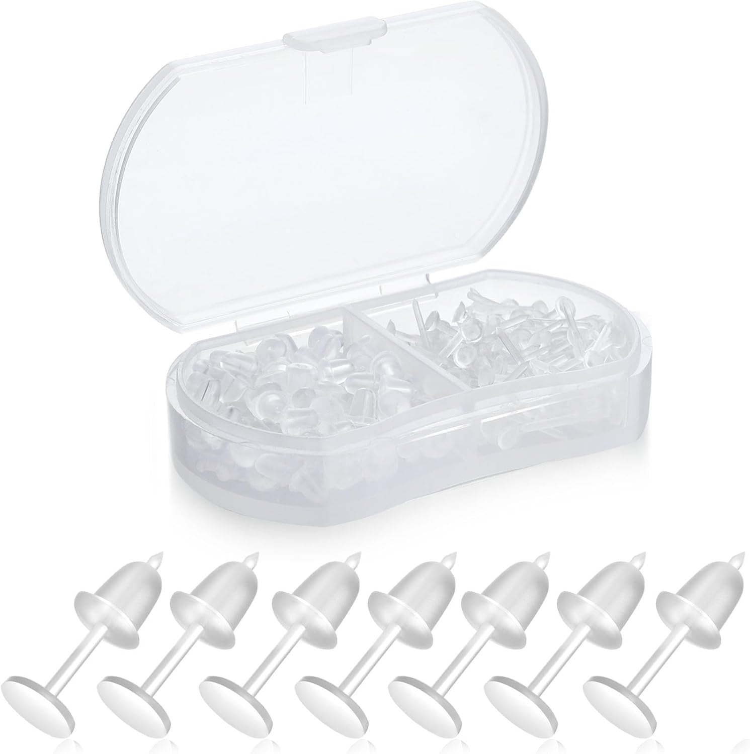 5Mm Clear Plastic Earrings, 100 Pieces, Clear Silicone Rubber Earring Backs, Sports, DIY