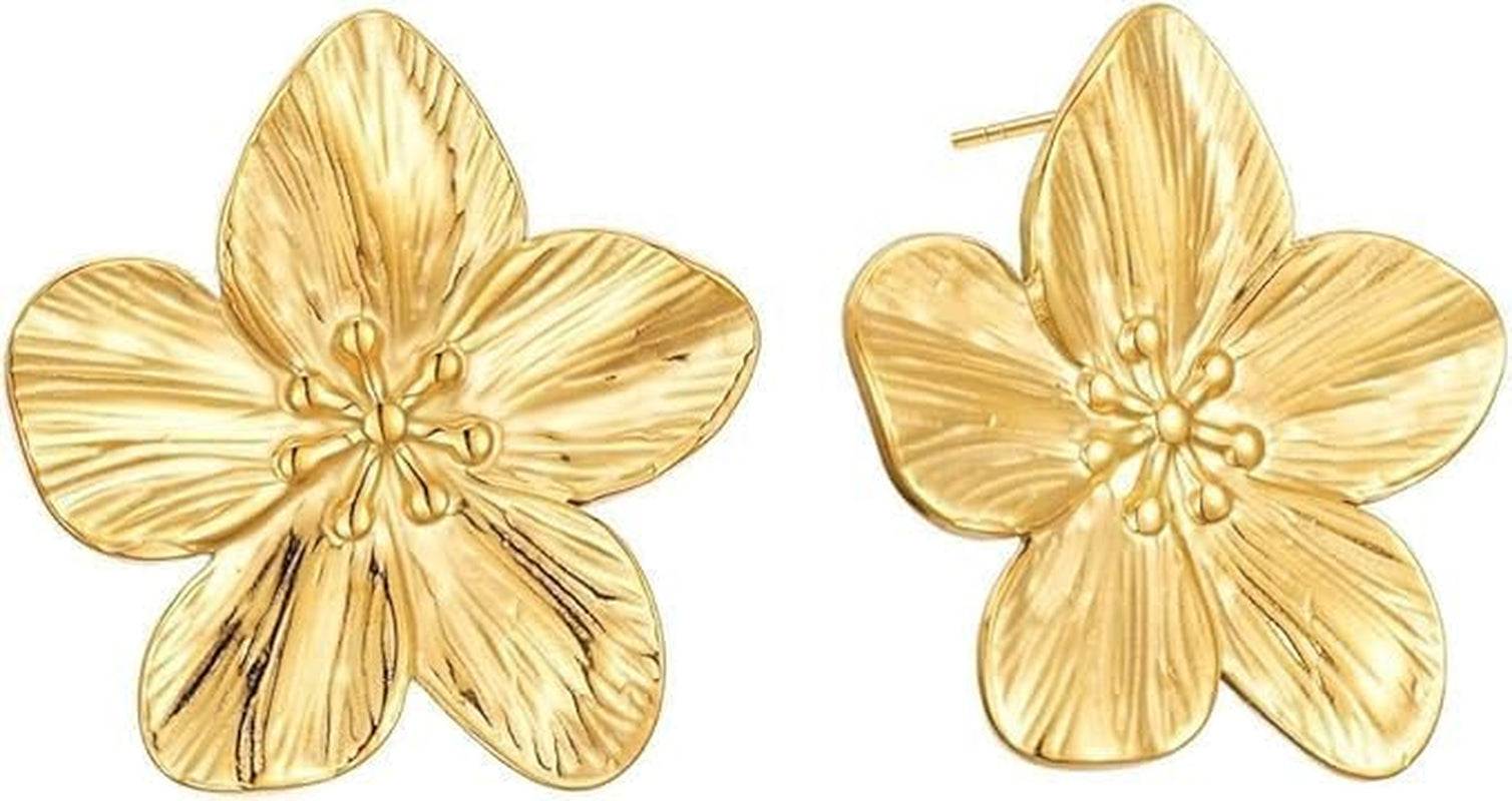 Gold Shell Earrings for Women, Beach Statement Earrings, Summer Sea Shell Jewelry, Elegant Vacation Gifts, Dainty Stud Earrings for Mother, Friend, Girlfriend (0.81 Inch)