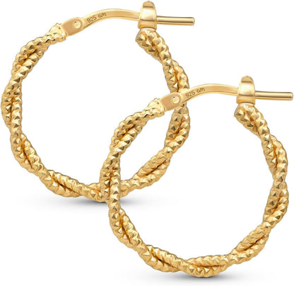 Italian 925 Sterling Silver Hoop Earrings for Women | Silver Twisted Hoops | Twisted Rope Hoop Earrings | Silver round Hoop Earrings for Women