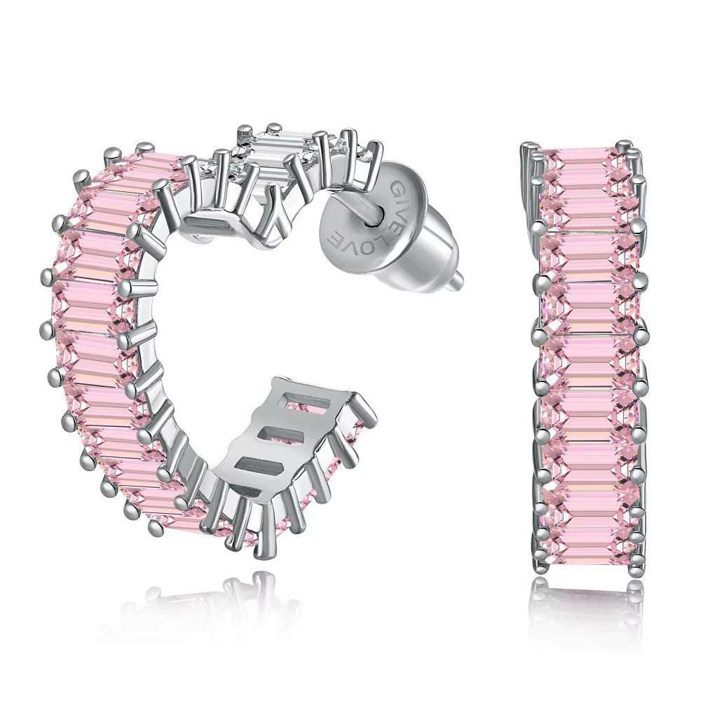 SapphireSoul™ Emerald-Cut Heart Earrings – Love That Sparkles in Every Shade