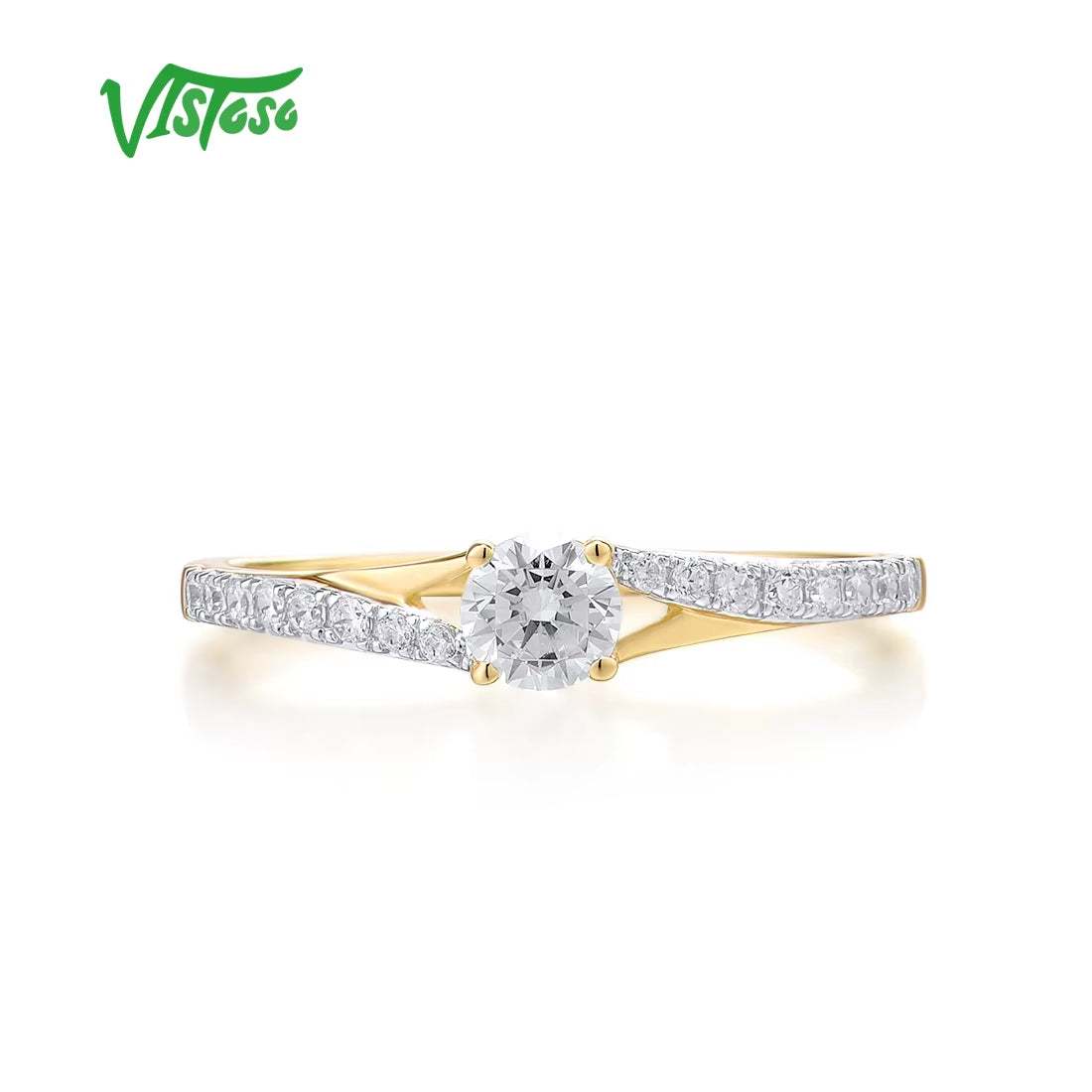 Gold Rings for Women Genuine 9K 375 Yellow Gold Ring Sparkling White CZ Promise Band Rings Anniversary Fine Jewelry