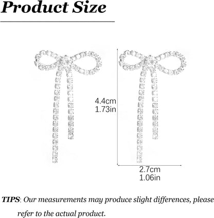 Bow Earrings for Women Pearl Earrings for Women Pearl Bow Earrings Rhinestone Pink Bow Earrings Crystal Bow Earrings Tassel Drop Earring Wedding Prom Jewelry Gifts