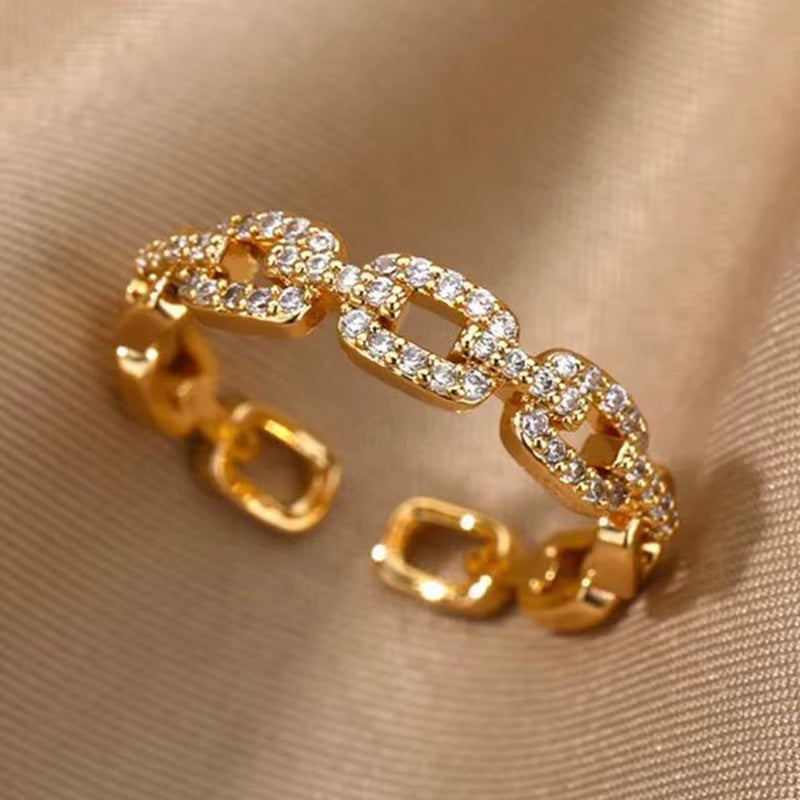 EverTwist™ Geometric Zircon Open Ring – Timeless Sparkle, Modern Love