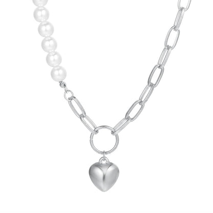 Necklace heart-shaped pearl collarbone necklace women&