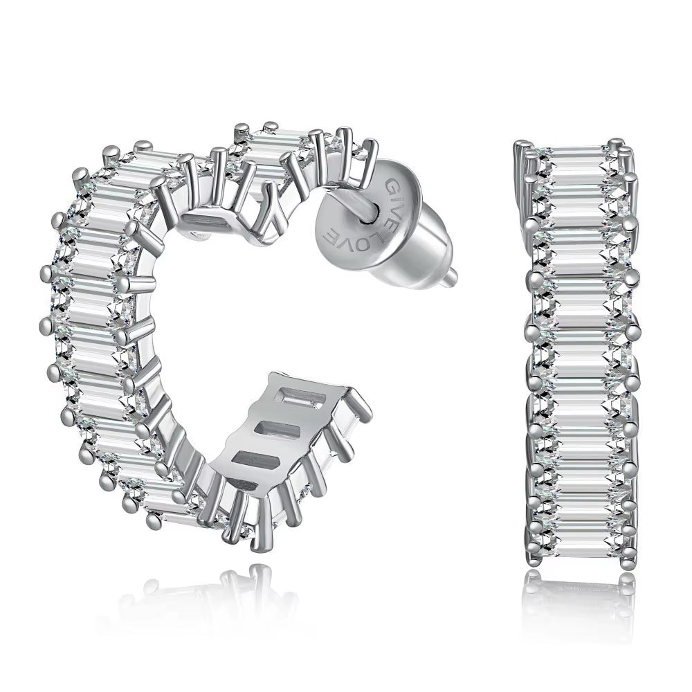 SapphireSoul™ Emerald-Cut Heart Earrings – Love That Sparkles in Every Shade