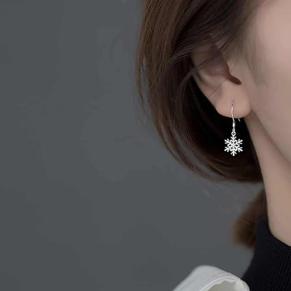 925 Sterling Silver Snowflake Earrings Drop for Women Christmas Small Snowflake Dangle Earrings