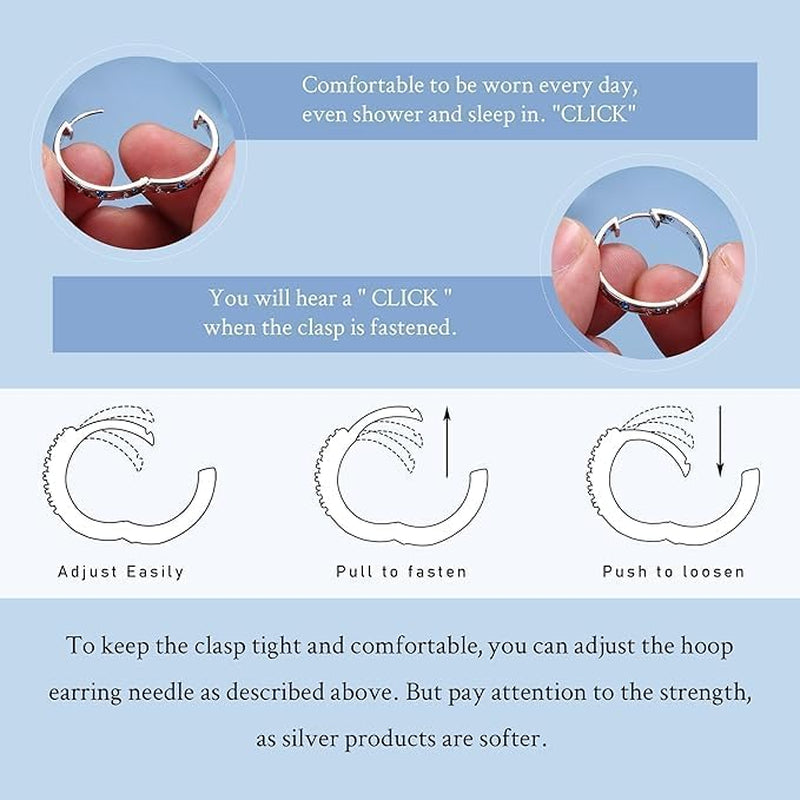 Silver Hoop Earrings for Women 925 Sterling Silver Post Earrings Moon Star Cute Huggie Hoop Earrings Cubic Zirconia Hoop Sleeper Earrings Set