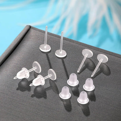 5Mm Clear Plastic Earrings, 100 Pieces, Clear Silicone Rubber Earring Backs, Sports, DIY