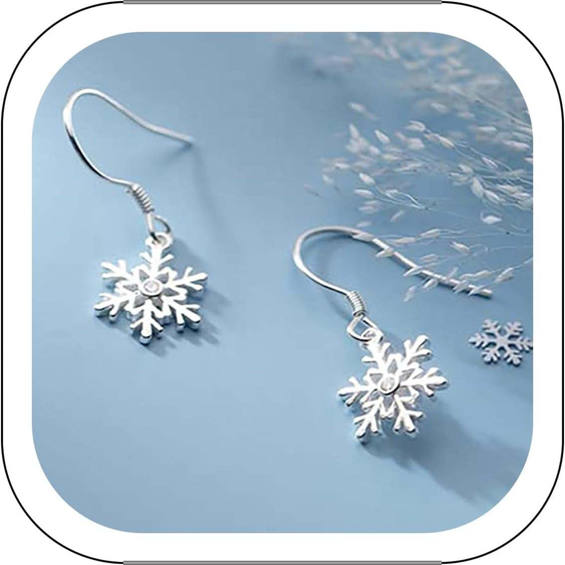 925 Sterling Silver Snowflake Earrings Drop for Women Christmas Small Snowflake Dangle Earrings