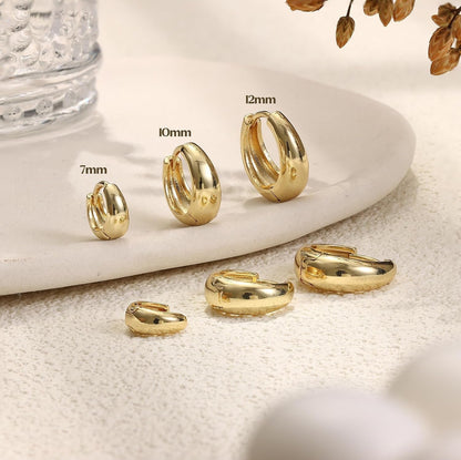 3Pairs Gold Hoop Earrings Set for Women Chunky Gold Silver Hoop Earrings 14K Gold Filled Hypoallergenic Small Huggie Hoop Earrings Tiny Gold Trendy Thick Hoop Earrings