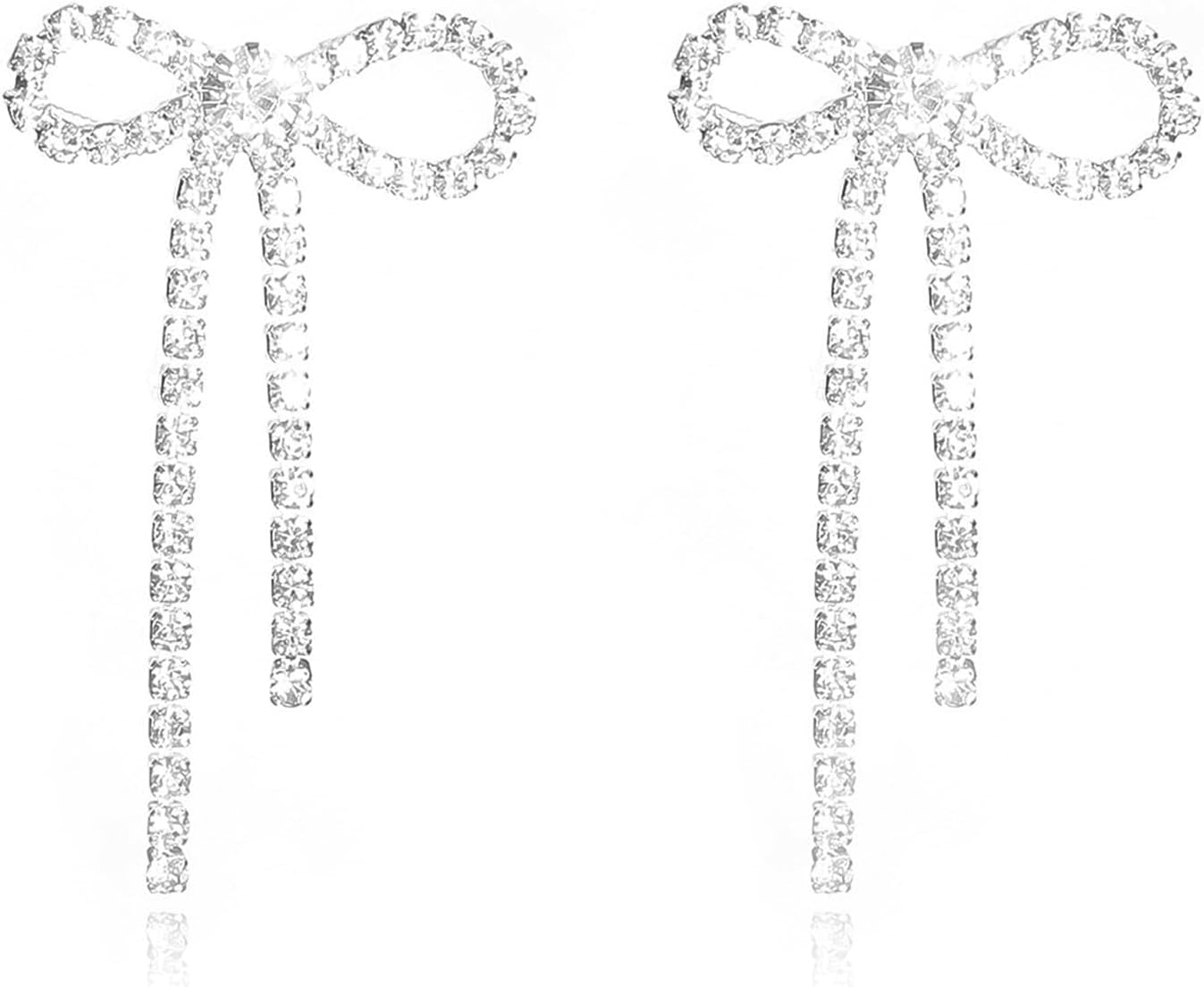 Bow Earrings for Women Pearl Earrings for Women Pearl Bow Earrings Rhinestone Pink Bow Earrings Crystal Bow Earrings Tassel Drop Earring Wedding Prom Jewelry Gifts