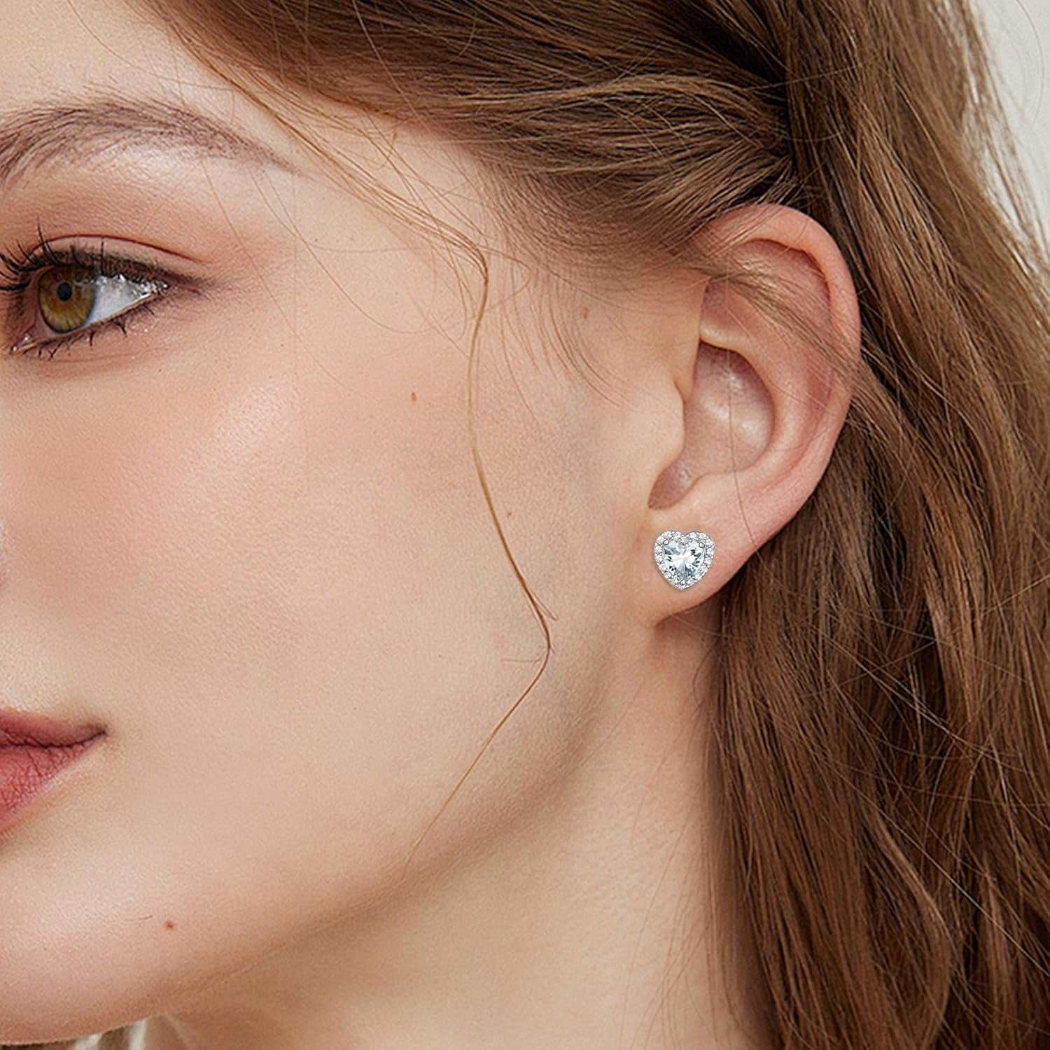 Birthstone Stud Earrings for Women Sterling Silver Dainty Earrings Crystal Zirconia Stud Earrings Birthday Christmas Valentine&