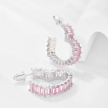 SapphireSoul™ Emerald-Cut Heart Earrings – Love That Sparkles in Every Shade