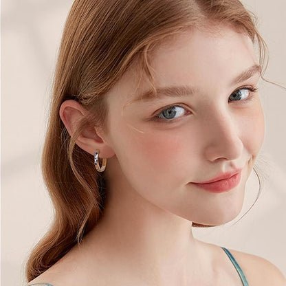 Silver Hoop Earrings for Women 925 Sterling Silver Post Earrings Moon Star Cute Huggie Hoop Earrings Cubic Zirconia Hoop Sleeper Earrings Set