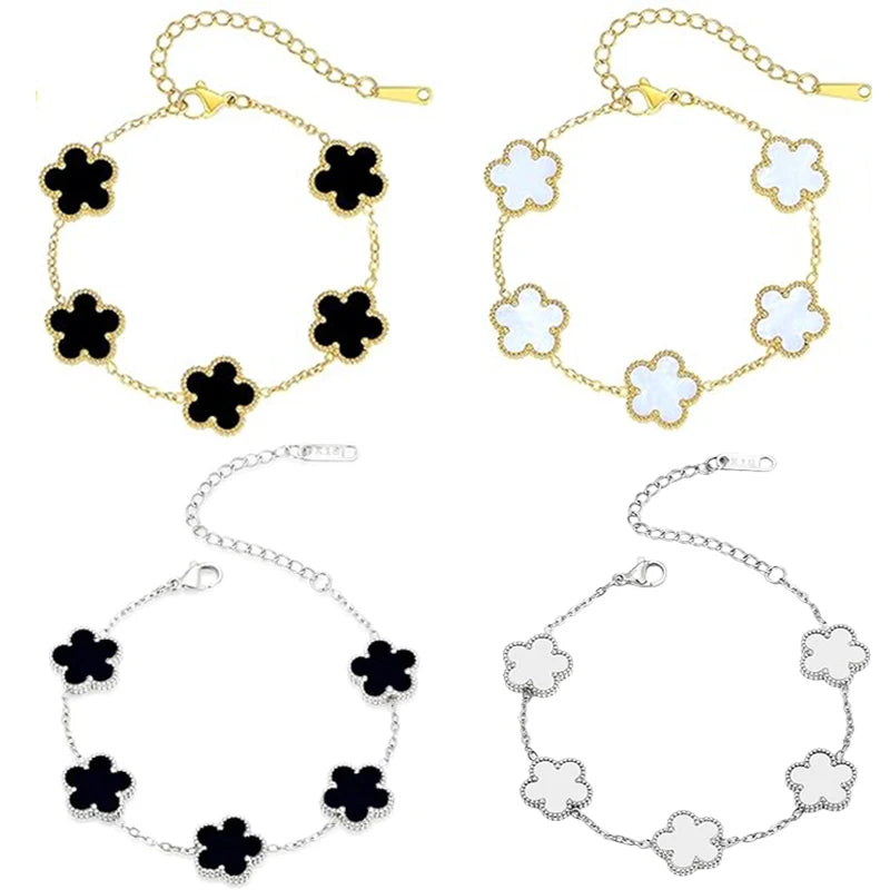 Lucky Clover Double-Sided Flower Bracelet – Elegance with a Touch of Fortune