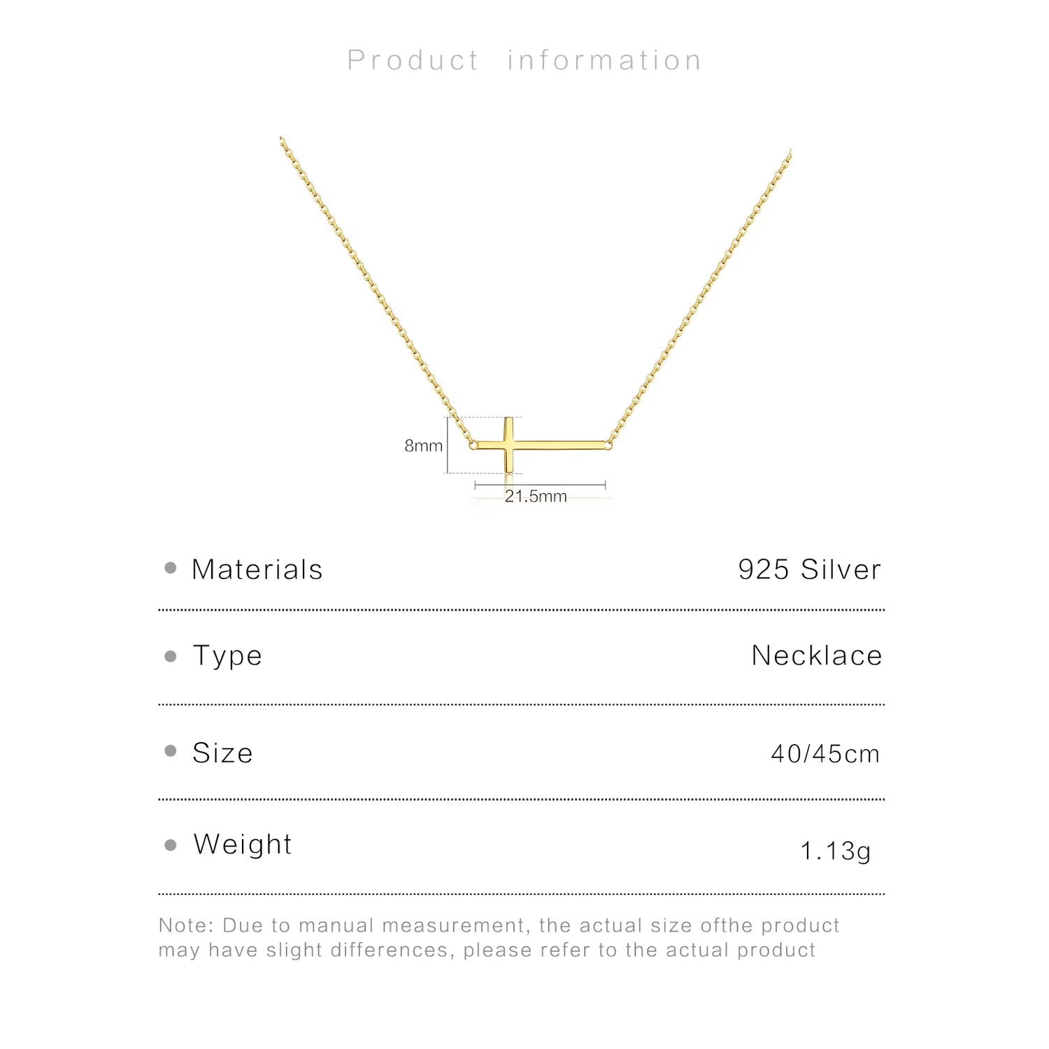 PureGrace 925 Silver Cross Necklace