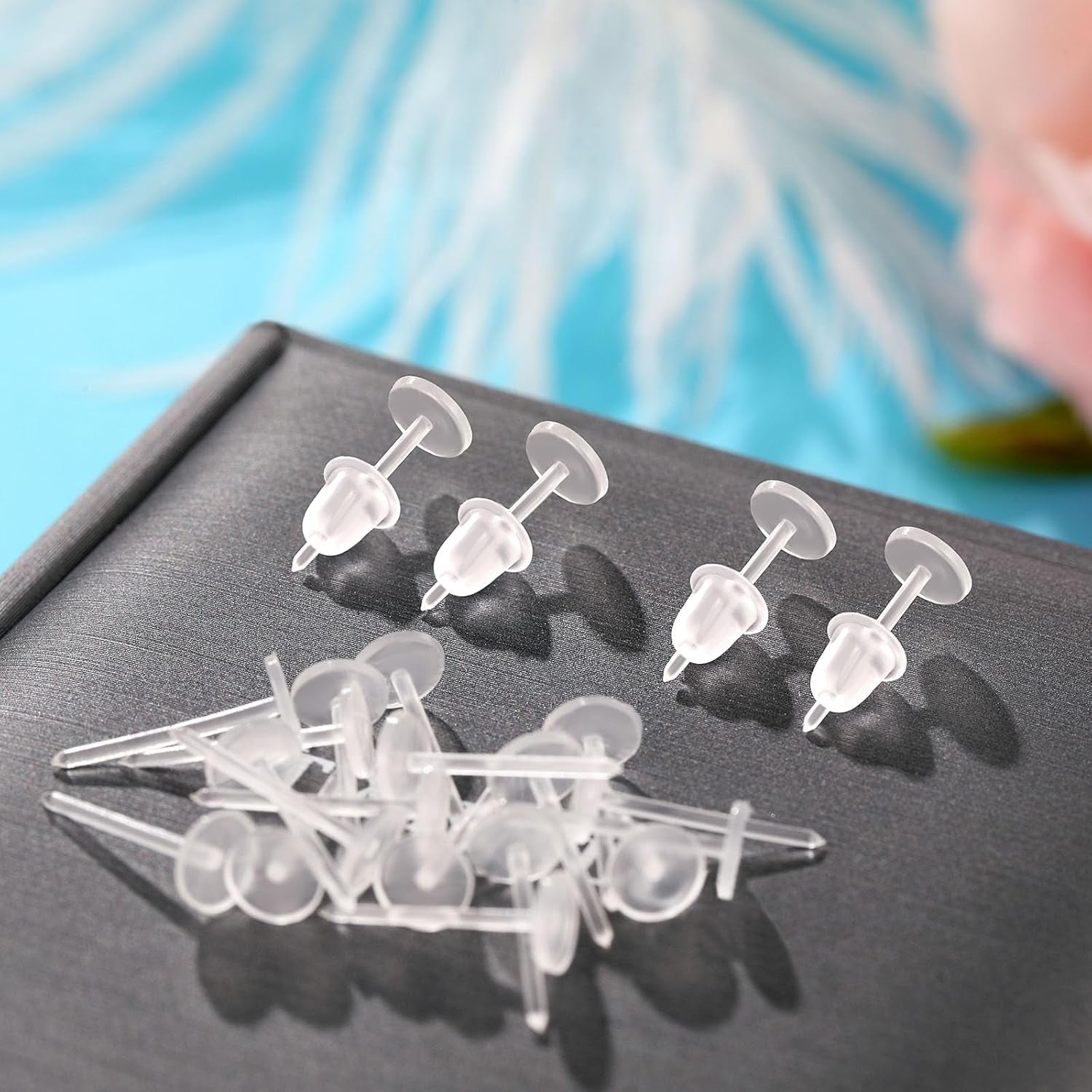 5Mm Clear Plastic Earrings, 100 Pieces, Clear Silicone Rubber Earring Backs, Sports, DIY