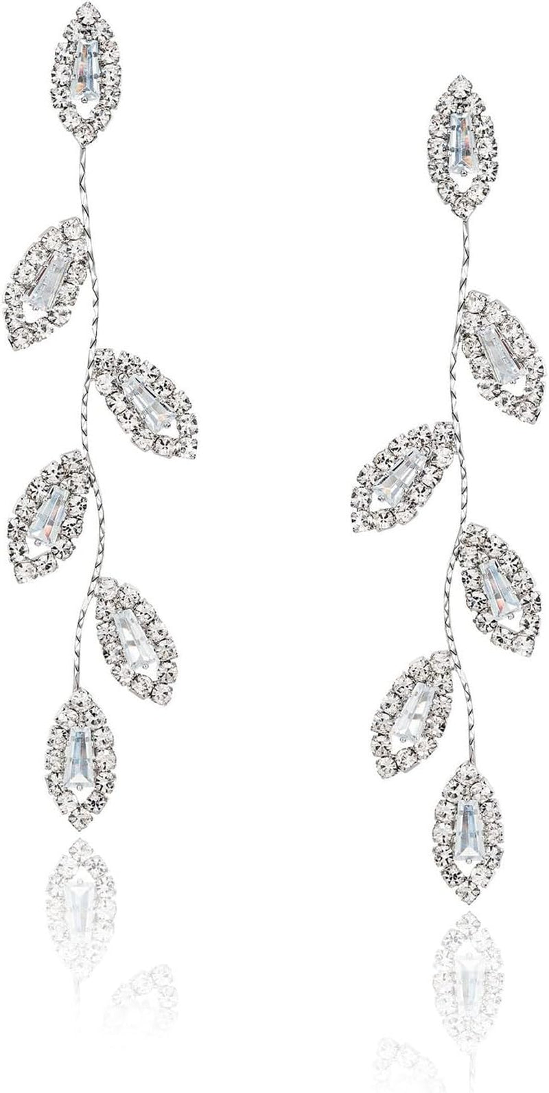 925 Sterling Silver Leaf Drop Earrings for Women – Hypoallergenic Cubic Zirconia Dangle Earrings, Elegant Earrings for Women &amp; Girls, Gold &amp; Silver Long Dangling Earrings for Prom, Party