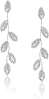 925 Sterling Silver Leaf Drop Earrings for Women – Hypoallergenic Cubic Zirconia Dangle Earrings, Elegant Earrings for Women & Girls, Gold & Silver Long Dangling Earrings for Prom, Party