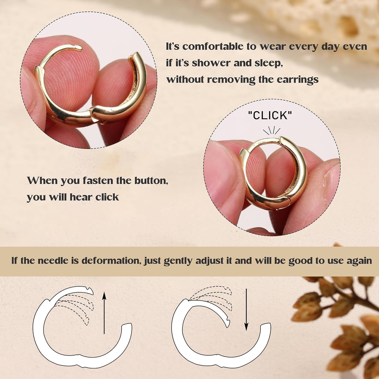 3Pairs Gold Hoop Earrings Set for Women Chunky Gold Silver Hoop Earrings 14K Gold Filled Hypoallergenic Small Huggie Hoop Earrings Tiny Gold Trendy Thick Hoop Earrings