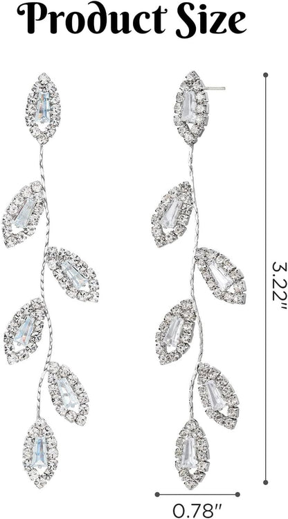 925 Sterling Silver Leaf Drop Earrings for Women – Hypoallergenic Cubic Zirconia Dangle Earrings, Elegant Earrings for Women &amp; Girls, Gold &amp; Silver Long Dangling Earrings for Prom, Party