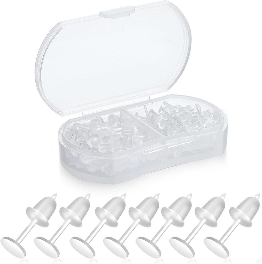 5Mm Clear Plastic Earrings, 100 Pieces, Clear Silicone Rubber Earring Backs, Sports, DIY